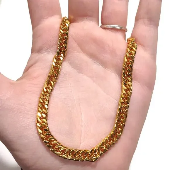 18k Gold Plated Double Chain Necklace Valentine's Birthday Anniversary Gift NEW
